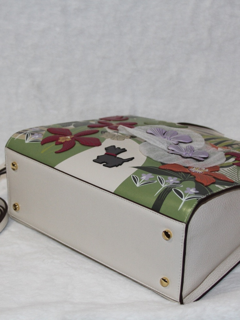 Radley London Scottie RHS Zip Top Leather 3D Floral Applique Grab Satchel Bag - Picture 6 of 8